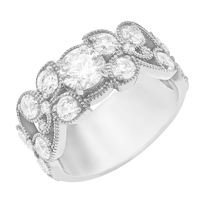 Luxusný prsteň so syntetickými diamantmi z bieleho zlata 89178