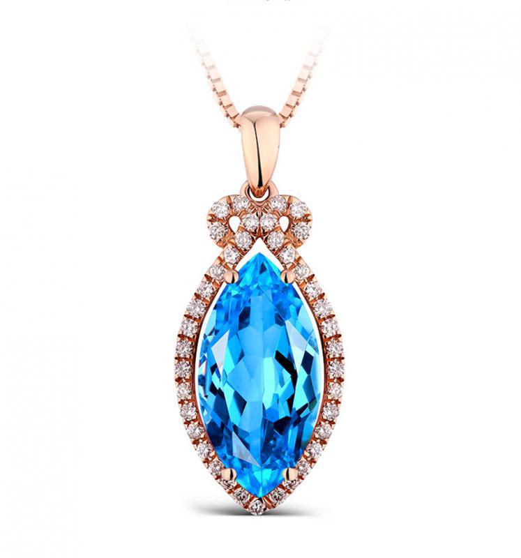 Elegantný zlatý náhrdelník s topásom a diamantmi Canel