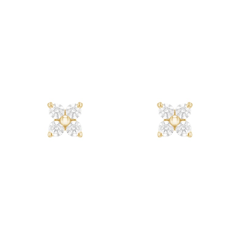 Strieborné náušnice s lab-grown diamantmi v tvare kvetiny Dorothee 104179