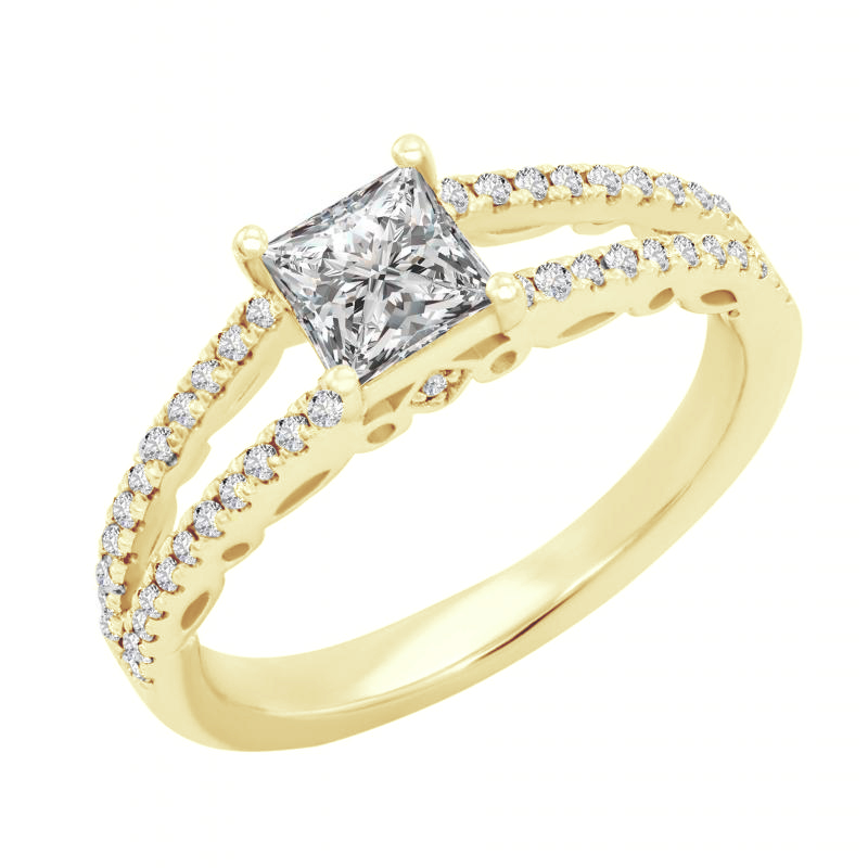 Zásnubný prsteň s princess diamantom a bočnými diamantmi Dea 104499