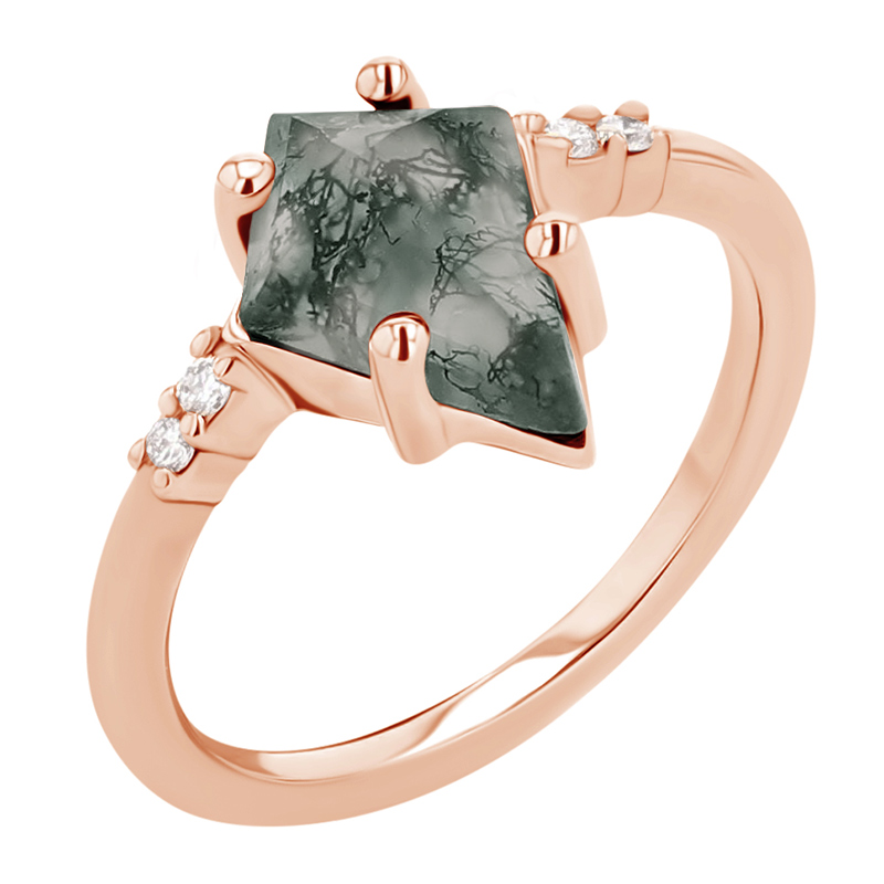 Unikátny zásnubný prsteň s machovým achátom a diamantmi Celeste 114589