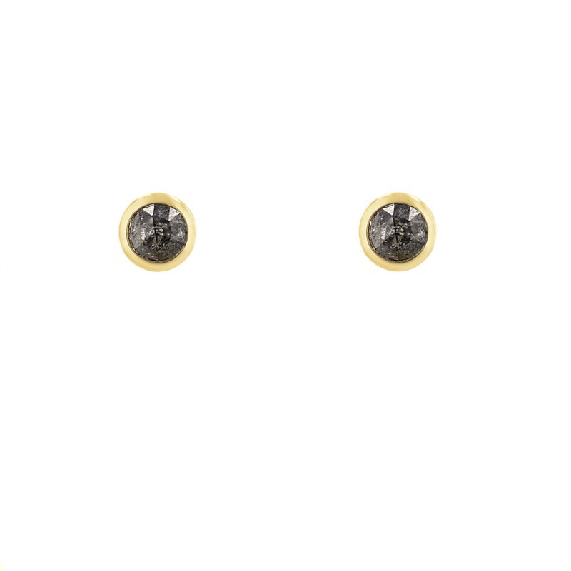 Jemné bezel náušnice so salt and pepper diamantmi Tofine 116679