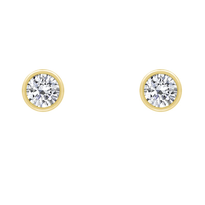 Zlaté bezel náušnice s 0.16ct diamantmi Delilah