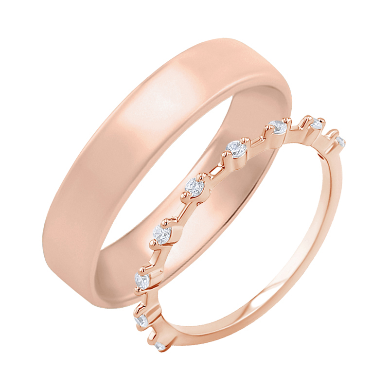 Eternity prsteň s lab-grown diamantmi a pánsky komfortný prsteň Navin 136339