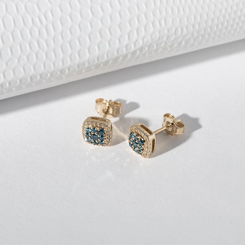 Napichovacie náušnice s modrými a bielymi diamantmi Tiff 142419