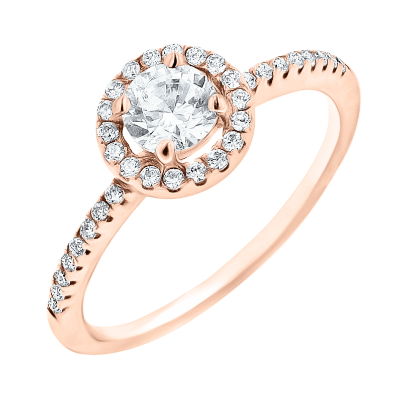 Zlatý halo zásnubný prsteň s lab-grown diamantmi Kerau 145439