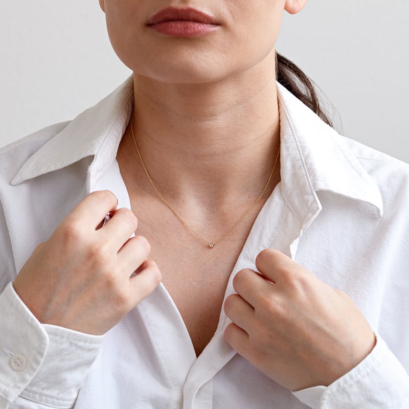 Strieborný minimalistický náhrdelník s lab-grown diamantom Vieny 150289