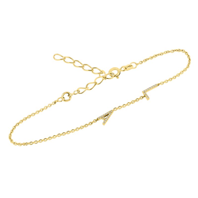 Strieborný náramok s 2 písmenkami a lab-grown diamantmi Ainslee 152309