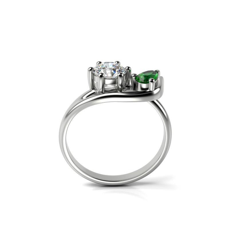 Prsten z platiny s diamantom a smaragdom 23839