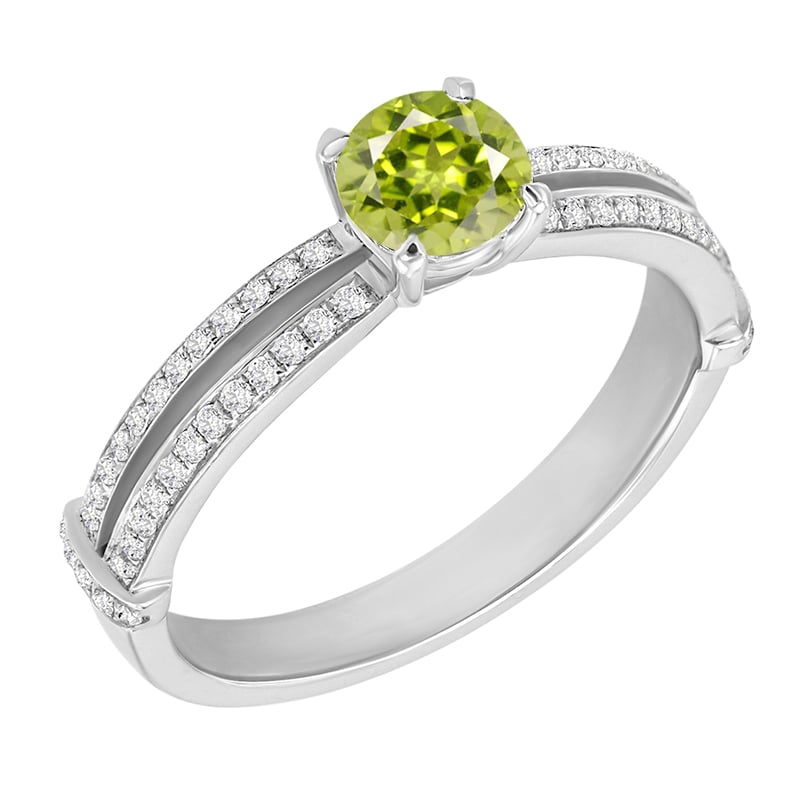 Zásnubný prsteň zo zlata s olivínom a diamantmi Xandra 27799