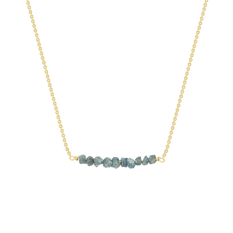 Zlatý choker s modrými nebrúsenými diamantmi Samante