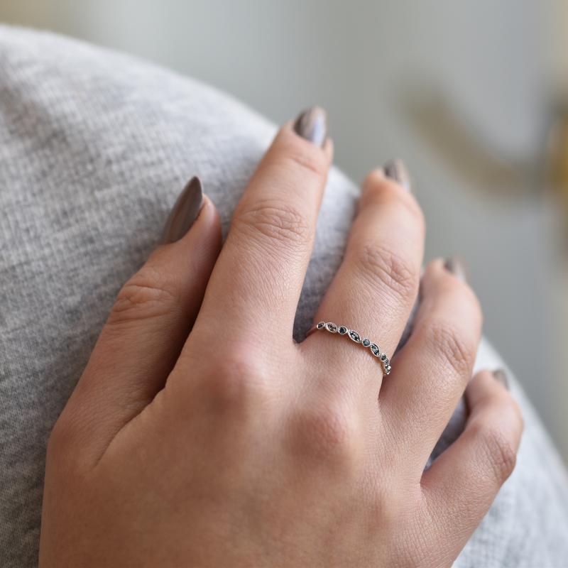Zlatý vintage prsteň s modrými diamantmi a komfortná obrúčka Fabienne