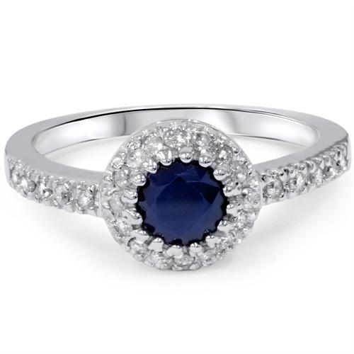 Noblesný zásnubný prsteň s modrým zafírom a diamantmi 3929