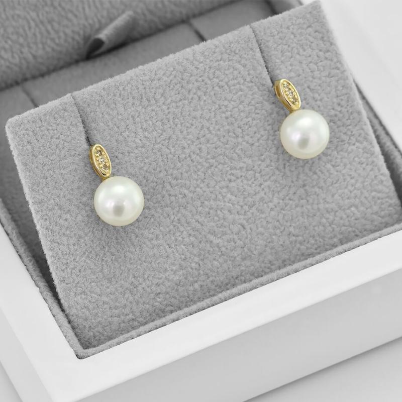 Zlaté náušnice s perlami a diamantmi 43039