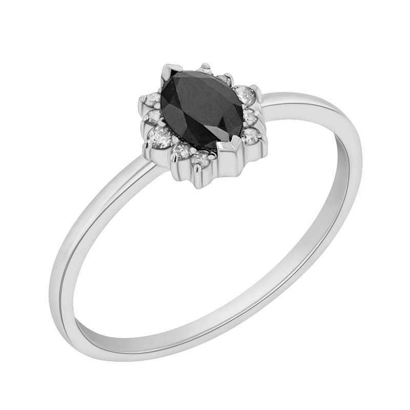 Zásnubný prsteň s čiernym marquise diamantom Jone
