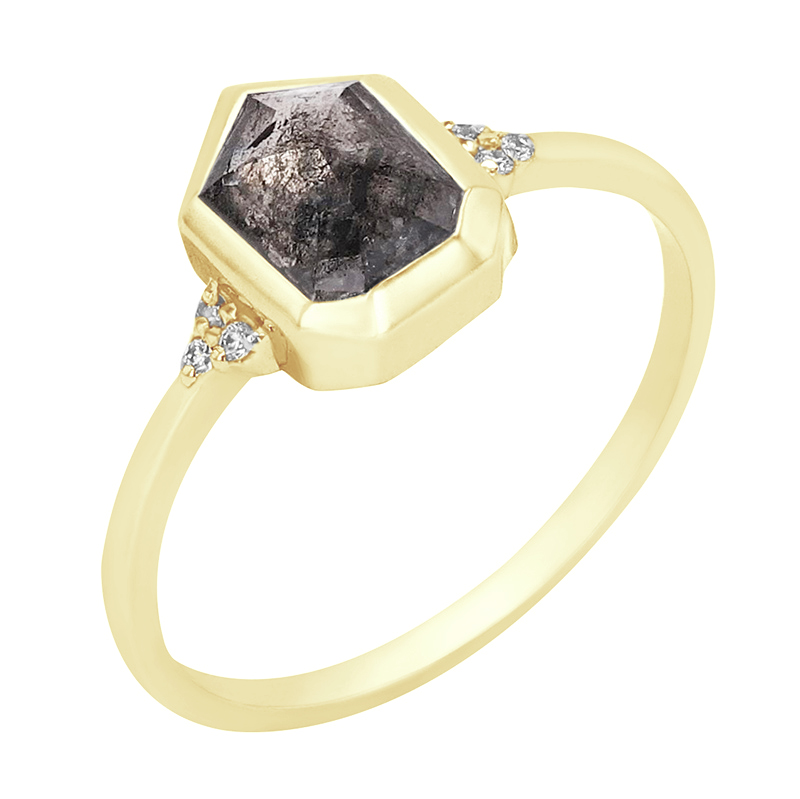Prsteň so salt and pepper diamantom v tvare heptagon Noelia 97509