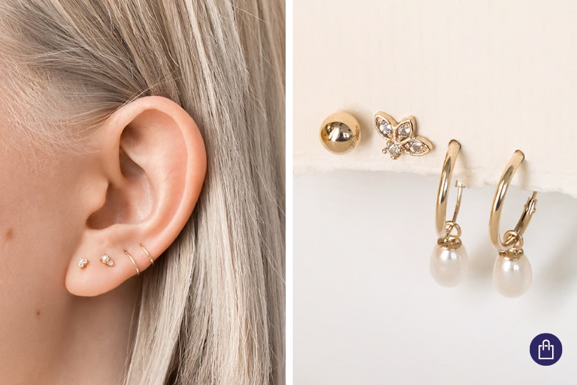 Zlaté visiace náušnice s perlami