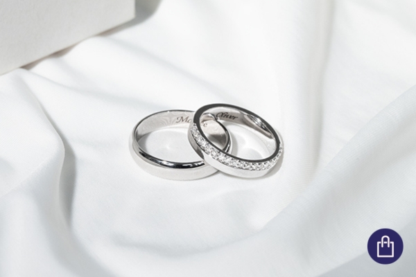 Svadobné prstene z bieleho zlata s laboratórne vytvorenými diamantmi