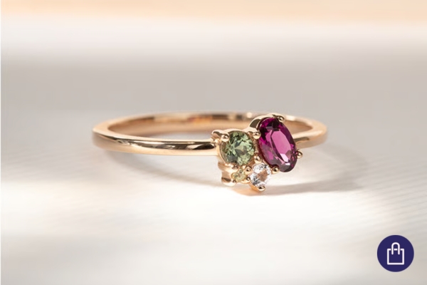 Cluster prsteň s drahokamami