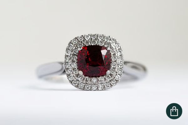 Červený spinel – prsteň Charmaine s ČGL certifikátom