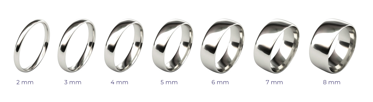 Porovnanie šírky svadobných prsteňov