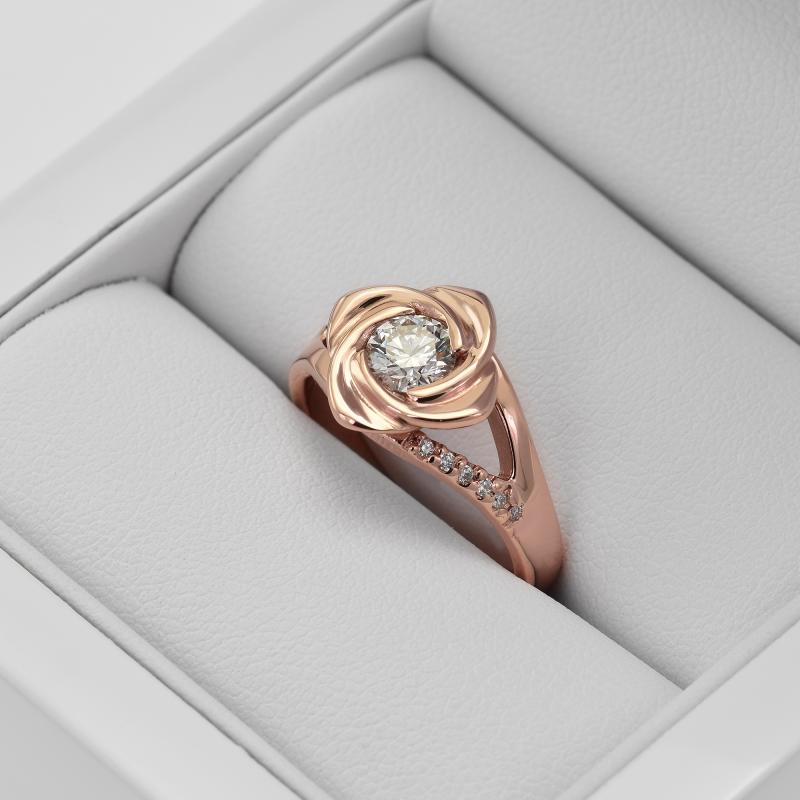 Zásnubný prsteň v tvare ruže s moissanitom a lab-grown diamantmi Luwe 100420