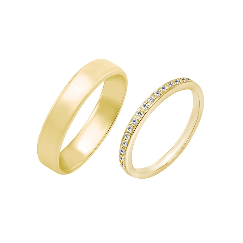 Eternity prsteň s lab-grown diamantmi a pánsky komfortný prsteň Lulit 101940