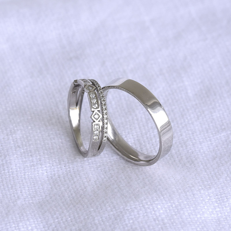 Dámsky prsteň s lab-grown diamantmi a pánsky plochý prsteň Payton 102200