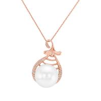 Zlatý náhrdelník s bielou perlou a diamantmi Monias
