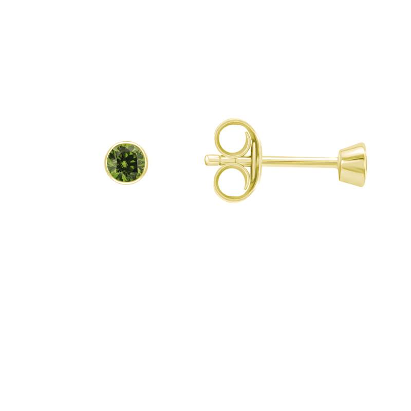 Strieborné minimalistické bezel náušnice so zelenými diamantmi Viosa 102930