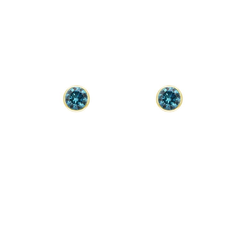 Strieborné minimalistické bezel náušnice s modrými diamantmi Viosa 102940