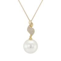 Zlatý náhrdelník s diamantmi a perlou Fiana