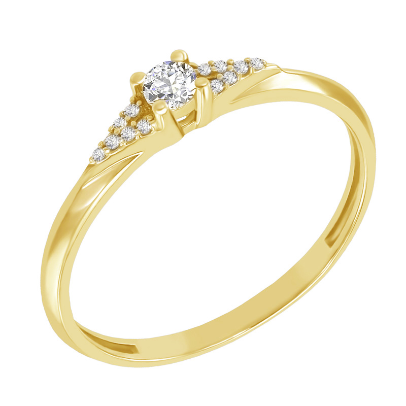 Strieborný prsteň s postrannými lab-grown diamantmi Cherry 104490