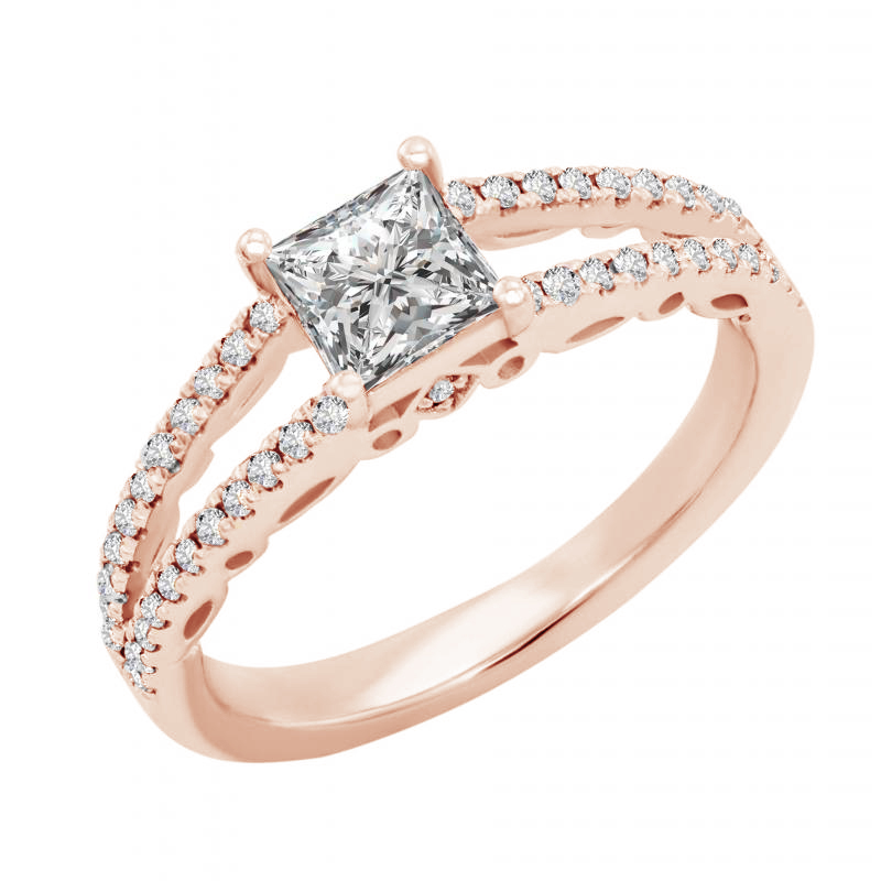 Zásnubný prsteň s princess diamantom a bočnými diamantmi Dea 104500