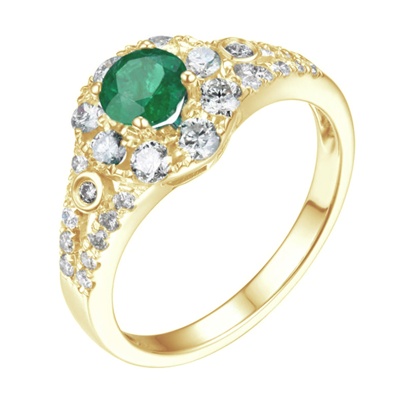Zlatý prsteň so smaragdom vykladaný diamantmi Galvon 104570