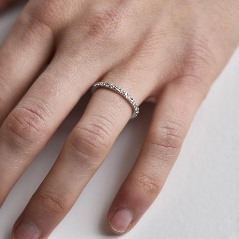 Eternity prsteň s moissanitmi a pánsky pologuľatý svadobný prsteň Everett 105320