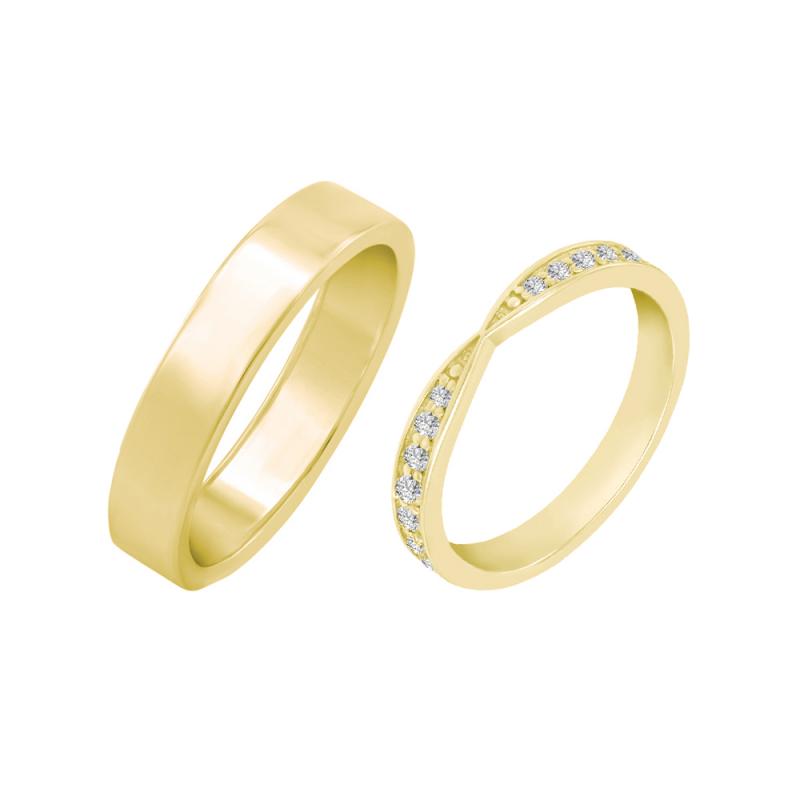 Eternity prsteň s moissanitmi a plochý pánsky prsteň Rhianne 105500