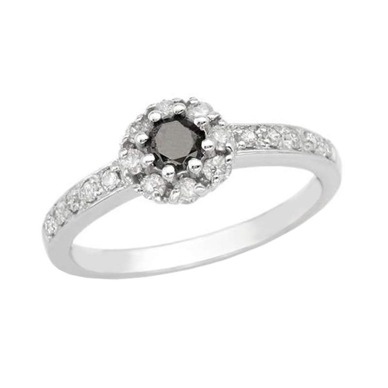 Halo prsteň s čiernym diamantom Trevino