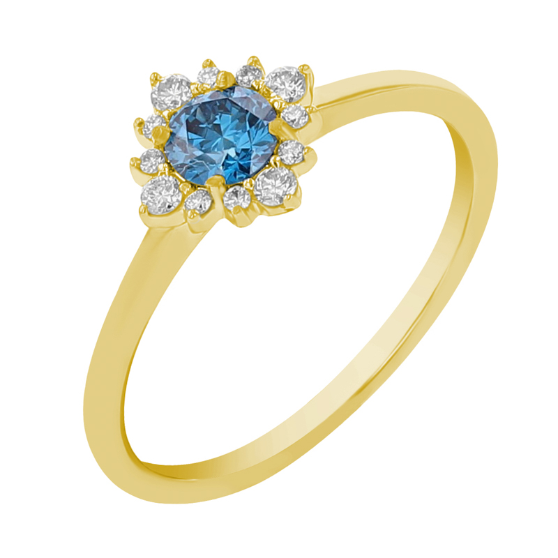 Zásnubný prsteň s certifikovaným fancy blue lab-grown diamantom Kascha 112680