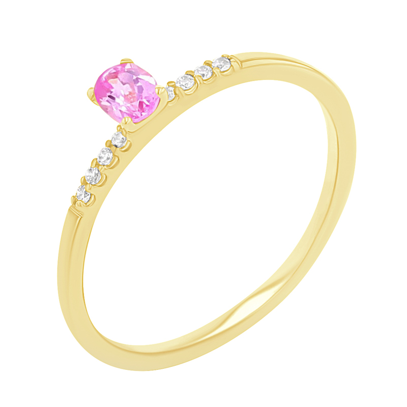 Zásnubný prsteň s ružovým zafírom a lab-grown diamantmi Mahsa