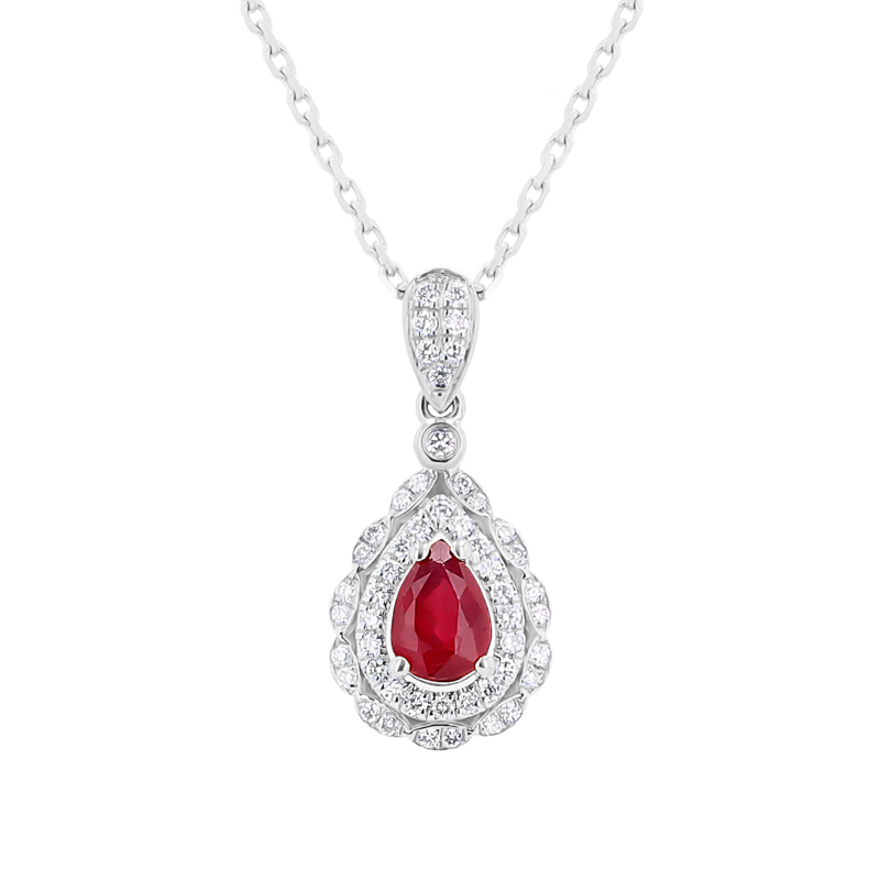 Zlatý rubínový náhrdelník s diamantmi Chailei 113400