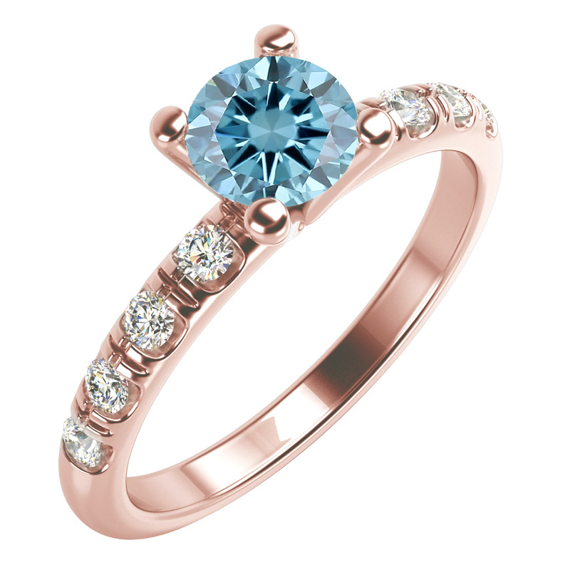 Zásnubný prsteň s certifikovaným fancy blue lab-grown diamantom Mae