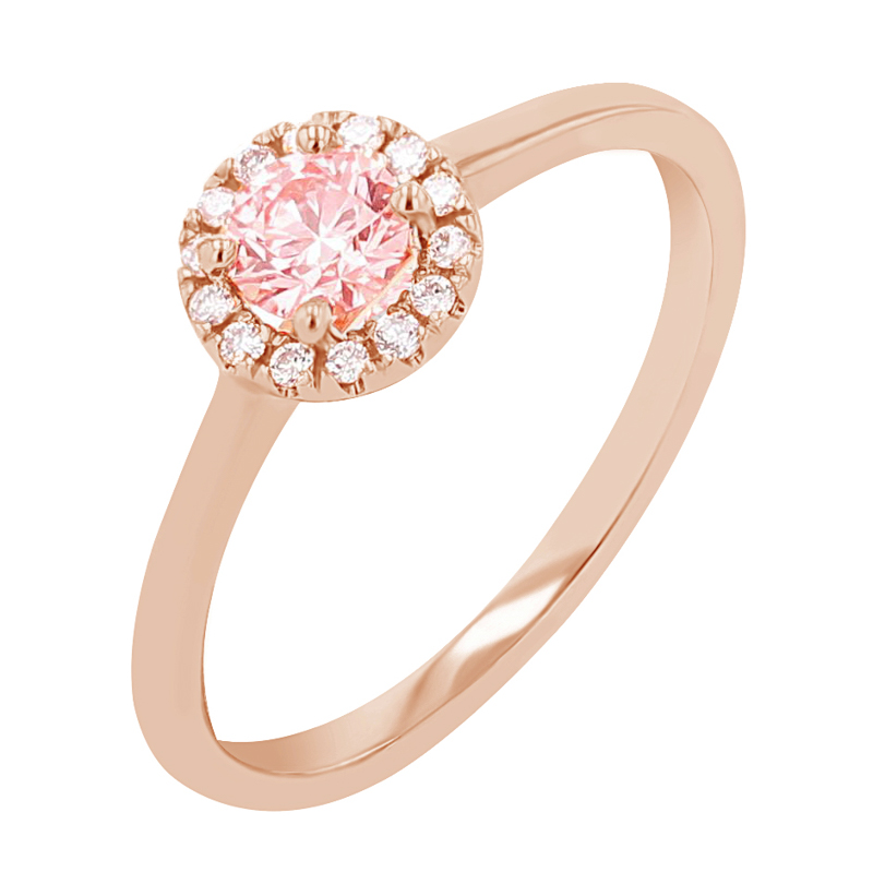 Halo prsteň s 0.29ct IGI certifikovaným ružovým lab-grown diamantom Josipa