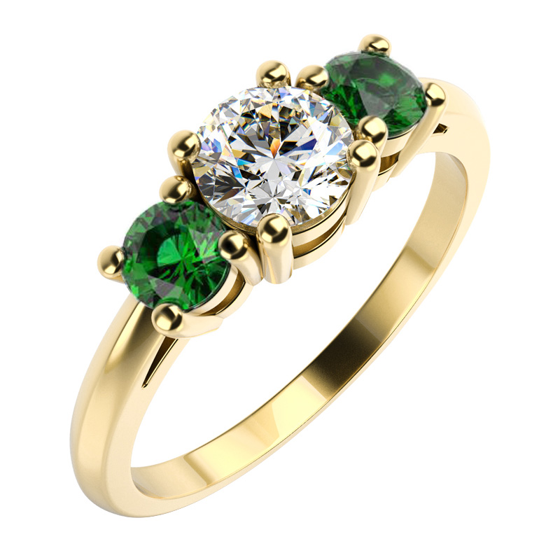 Prsteň zo žltého zlata so smaragdmi 11430