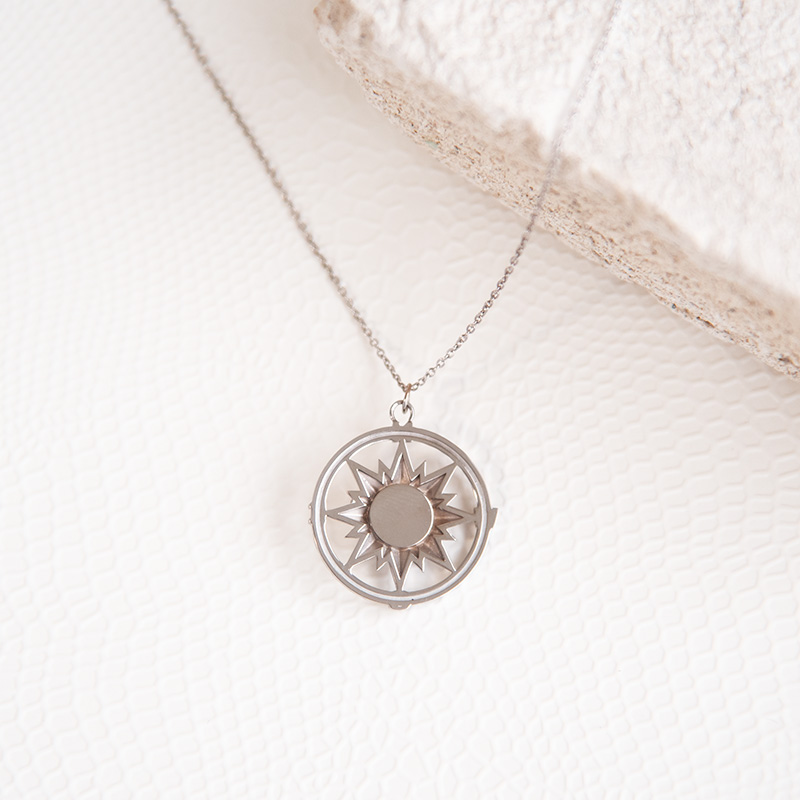 Zlatý náhrdelník kompas s ružovým opálom Vespucci 114570