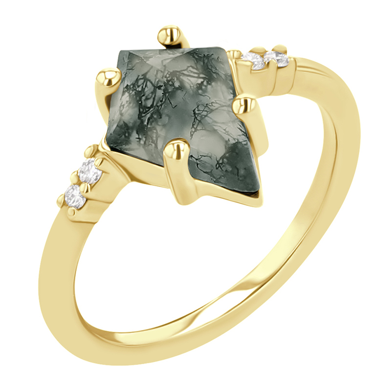 Unikátny zásnubný prsteň s machovým achátom a diamantmi Celeste 114590