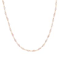 Strieborný pozlátený náhrdelník s perlami a morganitovými korálkami Amedie