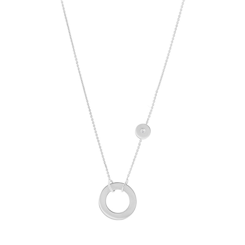 Strieborný kruhový náhrdelník s diamantom Barney