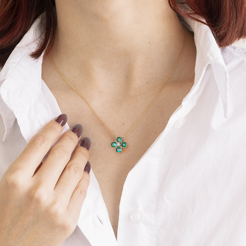 Smaragdový náhrdelník s diamantom Relle 116050