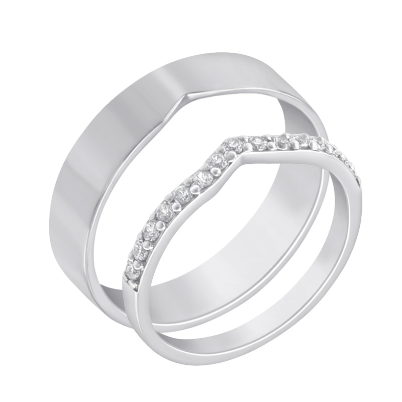 Zlatý eternity prsteň s lab-grown diamantmi a pánský plochý prsteň Magee 118360